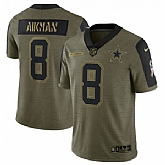 Nike Dallas Cowboys 8 Troy Aikman 2021 Olive Salute To Service Limited Jersey Dyin,baseball caps,new era cap wholesale,wholesale hats